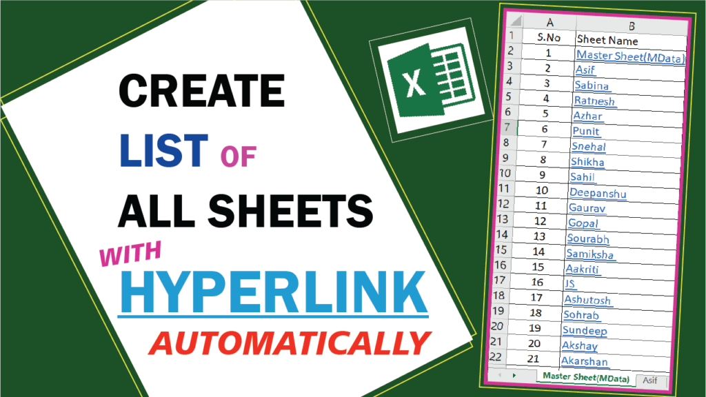 Create a List of all Sheets with Hyperlink