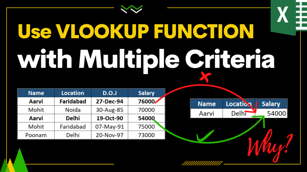 Excel VLOOKUP function with multiple criteria