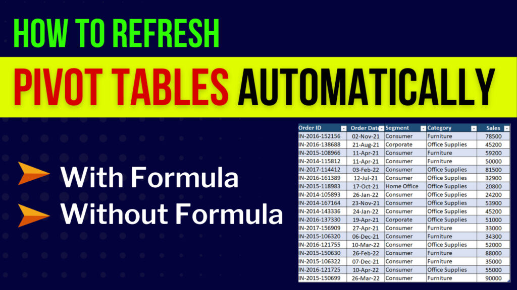 Excel pivot table auto refresh | Advanced pivot tables
