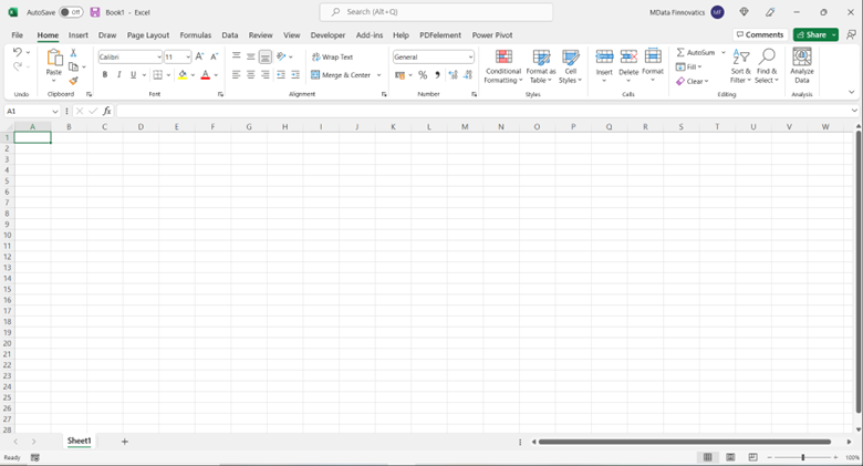 An example of an Excel spreadsheet